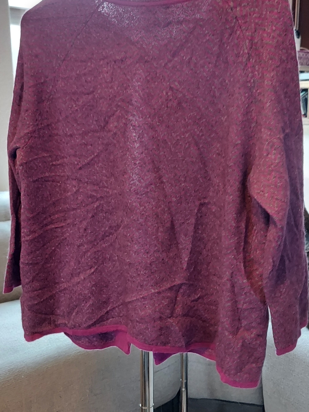 Talbots Burgundy Knit Single-Button Cardigan - Picture 3 of 6